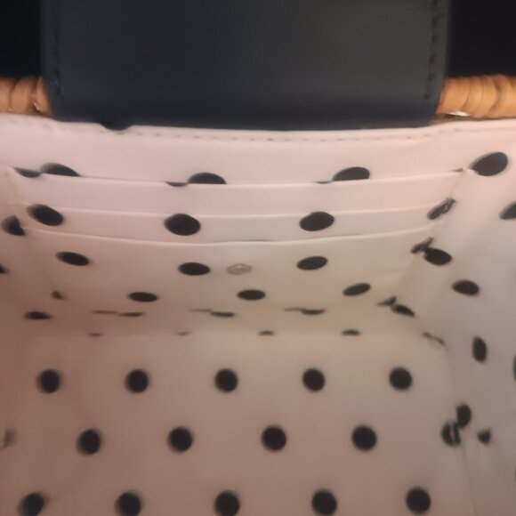 KATE SPADE NEW YORK VOYAGE WICKER TOP HANDLE BAG BLAZER BLUE ITALIAN LEATHER - Picture 4 of 10